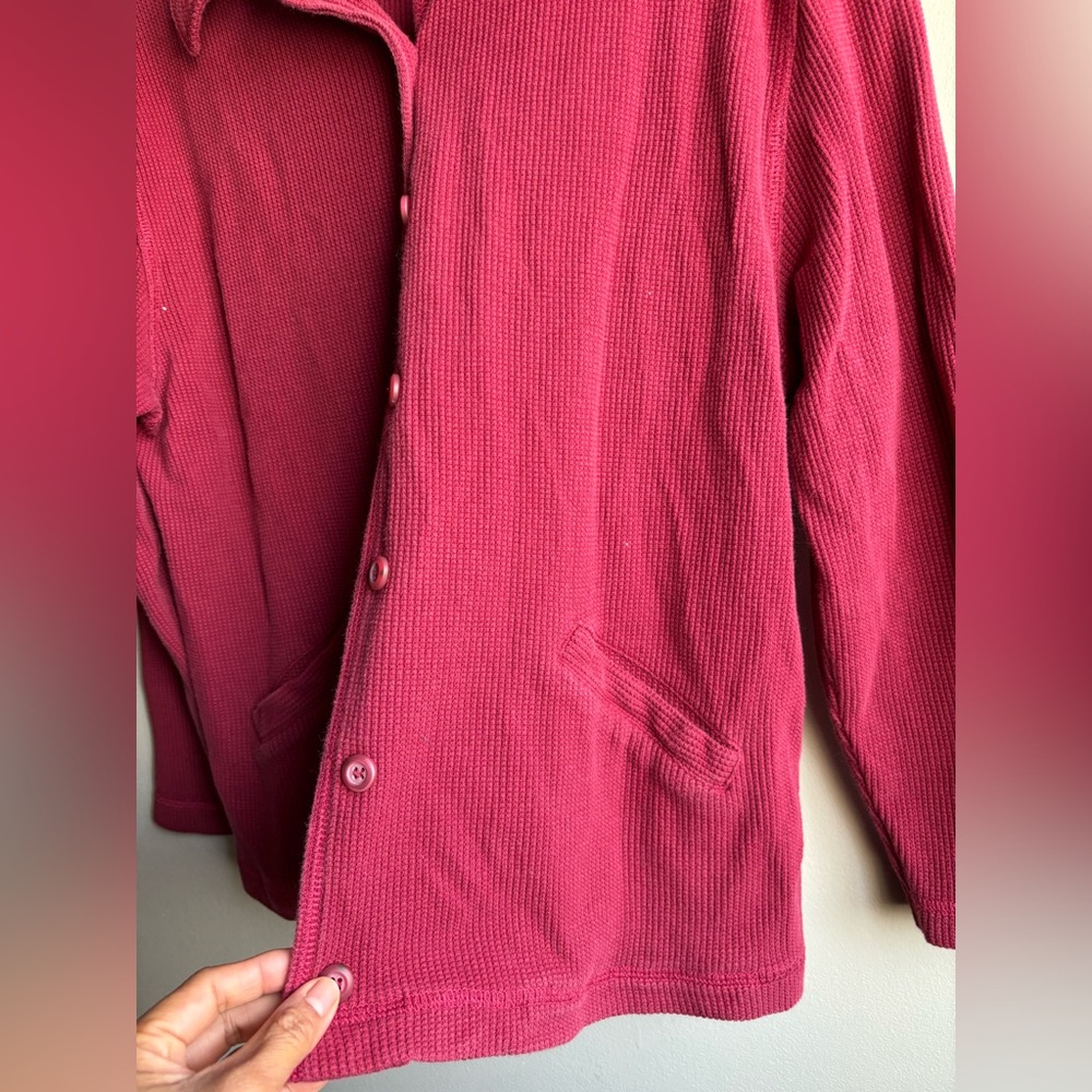 cleo Raspberry Knit Button-Up Collared Cardigan - Picture 4 of 5